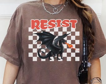 Camiseta de resistencia liberal de dragón, camiseta retro antifascista, camiseta feminista de regalo, camiseta política activista, camiseta de democracia, protesta contra el patriarcado
