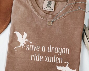 Camiseta Save A Dragon de Comfort Colors®, camiseta Bookish Basgiath, Violet Sorrengail, Xaden Riorson, camiseta Fantasy Book Dragon, regalos para lectores