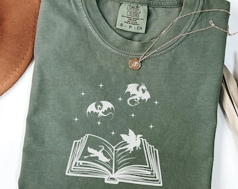 Camiseta Dragon Rider de Comfort Colors®, camiseta Bookish Basgiath, Violet Sorrengail, Xaden Riorson, camiseta Fantasy Book Dragon, regalos para lectores