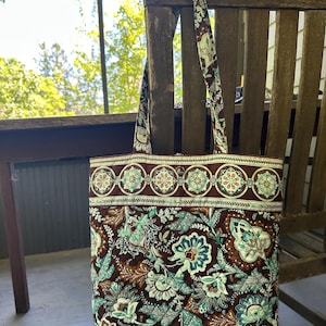 Vintage Vera Bradley Java Blue Quilted Tote Bag