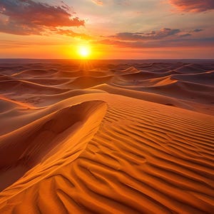 Golden Desert Sunset Digital Print | Sand Dunes Landscape Wall Art | High-Resolution PDF Download | Printable Home Decor | Boho Minimalist