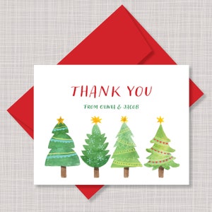 Personalized Christmas Trees Childrens Kids Thank You Note Cards