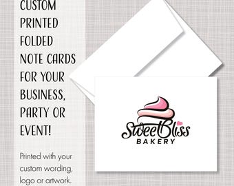 Custom Printed Business Logo Artwork Thank You Folded Note Cards for your Party or Event