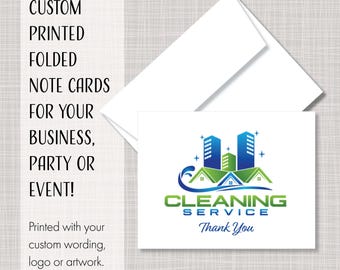 Custom Printed Business Logo Artwork Thank You Folded Note Cards for your Party or Event