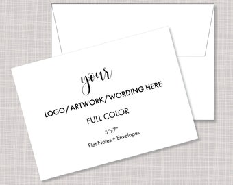 Custom Professional Business Name Logo Your Artwork Photo FLAT Thank You Note Cards