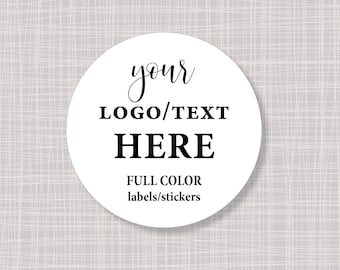 Glossy White round labels personalised with your design or name x 100 stickers