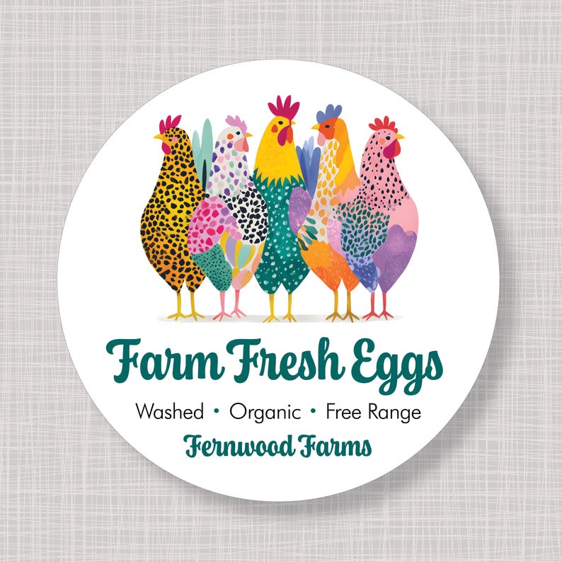 Round Custom Printed Farm Fresh Eggs Egg Crate Carton Fun Chickens ...