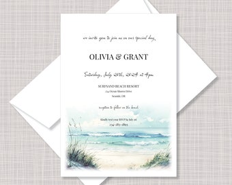 Custom Printed Casual Informal Wedding Birthday Invitations - Seaside Beach