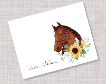 Custom Printed Horse & Sunflower Note Cards