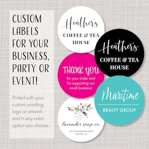 Round 1.5&quot; Custom Printed Business Logo Party Event Labels Stickers
