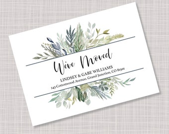 Custom Personalized Printed We've Moved Greenery Foliage Floral Moving Cards Postcards