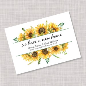 Custom Personalized Printed We've Moved Summer Sunflowers Moving Cards Postcards