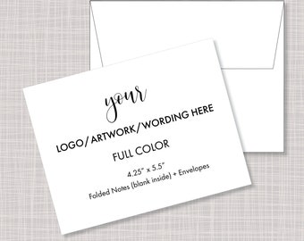 Custom Business Name Logo Your Artwork Photo Folded Thank You Note Cards