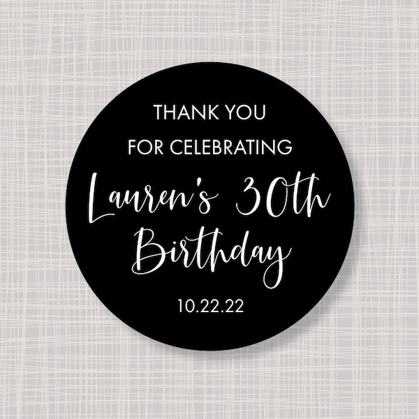 Round Custom Black BIRTHDAY Julietta Favor Stickers Labels