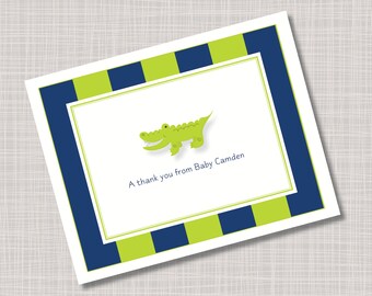 Custom Baby Alligator Thank You Name Note Cards
