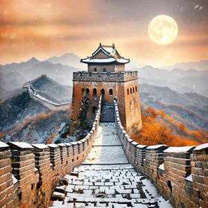 Great Wall of China Digital Art - Wall Art Print - Chinese Landmark Decor - Architecture Artwork - Home Decor