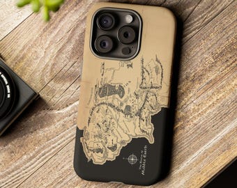 MagSafe + Individuelle Mittelerde Handyhülle, Personalisierte Fantasy Map Handyhülle, Vintage Style LotR Geschenk, Geschenk für Bücherwurm, MagSafe Handyhülle
