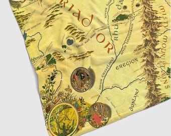Coperta con mappa della Terra di Mezzo, coperta per giovani con mappa fantasy, regalo per adolescenti amanti dei libri, regalo di Natale per gli amanti dei libri