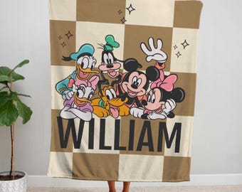 Gepersonaliseerde Mickey Mouse fleecedeken, aangepaste kindernaam op deken, Mickey Mouse beddengoed cadeau voor kinderen, zacht, machinewasbaar deken