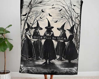 Coperta Girls Will Be Girls, regalo di Halloween con atmosfera da strega per ragazze, divertente regalo da strega per nipote, regalo spettrale per figlia, biancheria da letto da strega