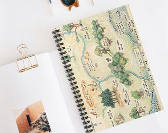 Classic Winnie the Pooh Notebook, Personalized Kids noteebook Hundred Acre Wood Map Style, Winnie The Pooh School Notebook for Kids