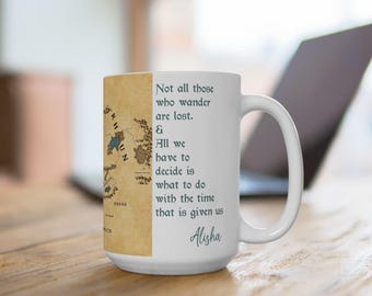 Taza personalizada, taza con el mapa más detallado de la Tierra Media, taza de cerámica con un mapa fantástico, taza para amantes de los libros, taza personalizada para amantes de la lectura, regalos de mapas del Viejo Mundo