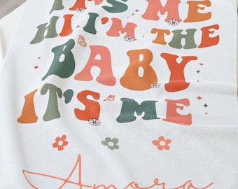 Manta "Soy yo", "Hola, soy el bebé", "Soy yo", manta musical para niña, manta retro con nombre de bebé "Soy el bebé", manta polar para recién nacido.
