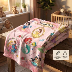 Personalisierte Disney Prinzessin Fleece Decke, Disney Königin Elsa, Anna, Rapunzel, Schneewittchen Prinzessin Decke für Baby Mädchen Decke