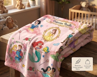 Personalisierte Disney Prinzessin Fleece Decke, Disney Königin Elsa, Anna, Rapunzel, Schneewittchen Prinzessin Decke für Baby Mädchen Decke