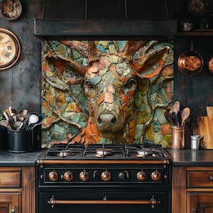 Deer Tempered Glass Backsplash, Cooker Splashback, Kitchen Backsplash- Landscape Stove Backsplash, Sink Splash Guard, Stove Back Cover Panel