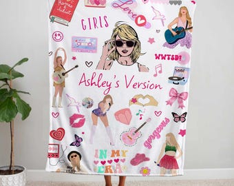 Benutzerdefinierte Mädchen Decke, in meiner Ära / Version Decke für Kleinkind-Mädchen, Weihnachtsgeschenk für Nichte, personalisierte Mädchen Decke Konzertfan werfen