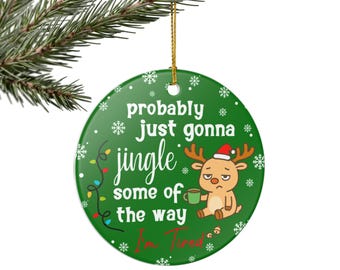 Addobbo natalizio con tintinnio, probabilmente suonerà solo un po' come sono stanco Addobbo natalizio divertente per le feste, Addobbo di Babbo Natale divertente