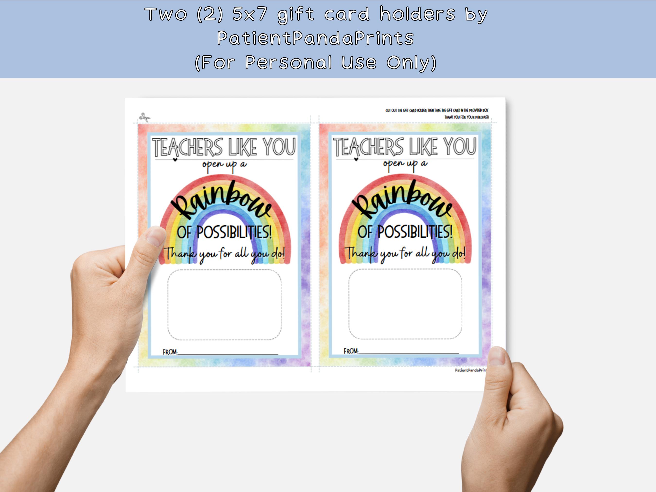Rainbow Teacher Appreciation Gift Card Holder (digital Download) - Etsy