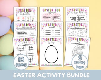 Easter Activity Bundle, Printable Games and Coloring Pages (Digital Download)