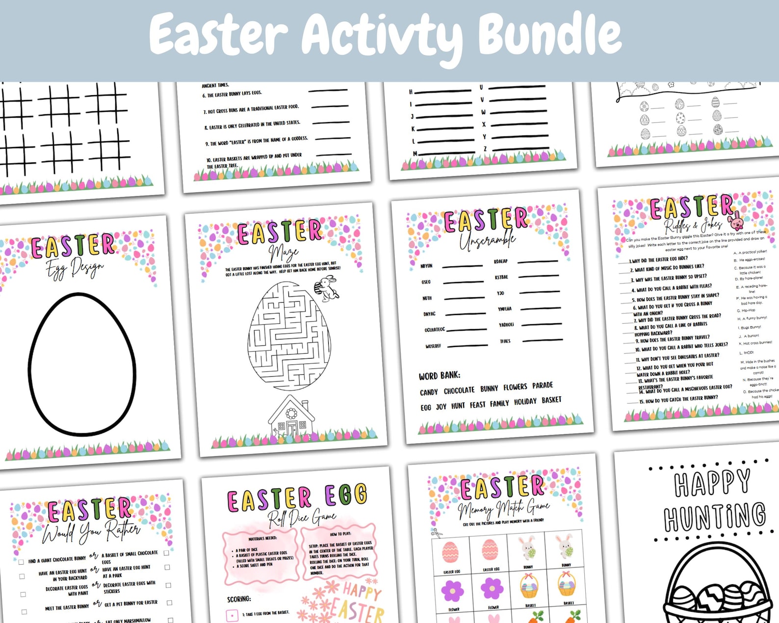 Easter Activity Bundle, Easter Printables, Printable Games, Kids Easter ...