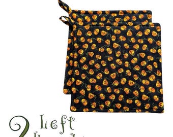 Little Jack O' Lanterns Potholders - Novelty Halloween Hot Pads - Pumpkin Potholders