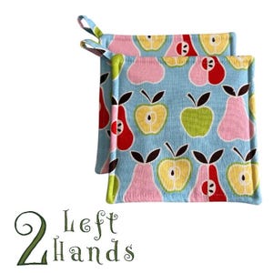 Modern Pears and Apples Potholder - Kitchen Hot Pad Set - Classic Fruit Kitchen Decor