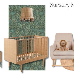 Diseño de guardería / Tablero de ideas / Dormitorio infantil / Prediseñado / Lista de compras / Decoración del hogar / Reino Unido