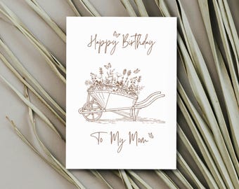 Birthday Card Mom Floral Printable 5x7 PDF Greeting Card