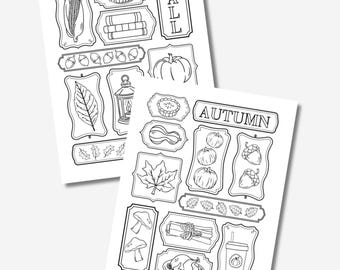 Livro de colorir de outono estilo Cottagecore, páginas aconchegantes de outono (PDF para imprimir)