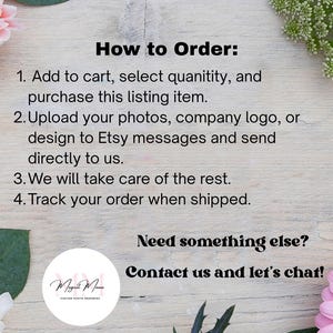 Peut inclure: Comment commander&nbsp;: Ajoutez au panier, s&eacute;lectionnez la quantit&eacute; et achetez cet article. T&eacute;l&eacute;chargez vos photos, le logo de votre entreprise ou votre design dans les messages Etsy et envoyez-les directement &agrave; nous. Nous nous occupons du reste. Suivez votre commande une fois exp&eacute;di&eacute;e. Besoin de quelque chose d&rsquo;autre&nbsp;? Contactez-nous et discutons&nbsp;!