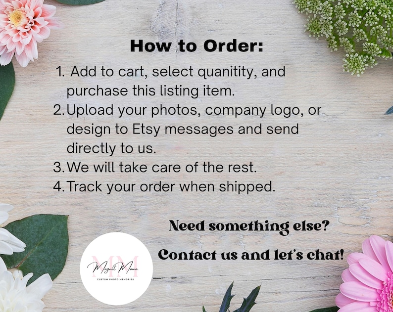 Peut inclure: Comment commander&nbsp;: Ajoutez au panier, s&eacute;lectionnez la quantit&eacute; et achetez cet article. T&eacute;l&eacute;chargez vos photos, le logo de votre entreprise ou votre design dans les messages Etsy et envoyez-les directement &agrave; nous. Nous nous occupons du reste. Suivez votre commande une fois exp&eacute;di&eacute;e. Besoin de quelque chose d&rsquo;autre&nbsp;? Contactez-nous et discutons&nbsp;!