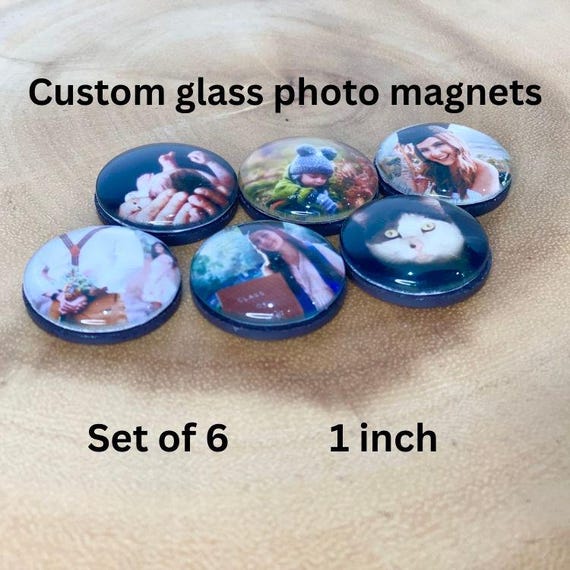Custom Photo Magnets: Set of 6 Round Glass Fridge Magnets