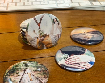 Magnets photo personnalisés : lot de 9 ronds
