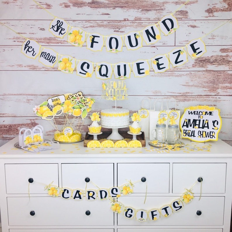 Lemon Thank You For Celebrating Water Bottle Labels, She Found Her Main Squeeze Stickers, Bridal Shower Party Bottle Wrappers, Love Laughter And Happily Ever After Water Bottle Lables For Wedding - S