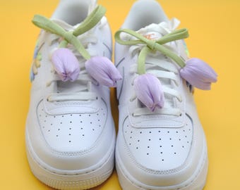 Soft cute tulip ribbons (2pc) | Shoelace accessory clip-on, flower bow | Don&#39;t need to untie your laces!