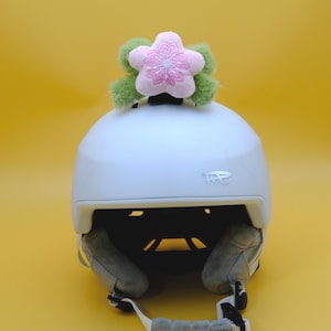 Frühlingsblumen-Band Helmzubehör, Ski Snowboard Fahrrad Motorrad alle Helme! Stick on Plüsch mit Clipschnalle, GoPro Insta360 einfach zu tauschen