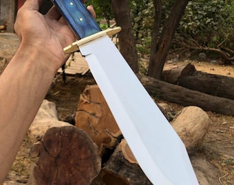 Custom Handmade Hunting Bowie Knife Western Texas Handle With Leather Sheath