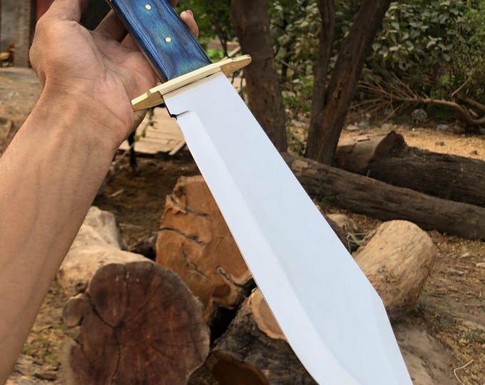 Custom Handmade Hunting Bowie Knife Western Texas Handle With Leather Sheath