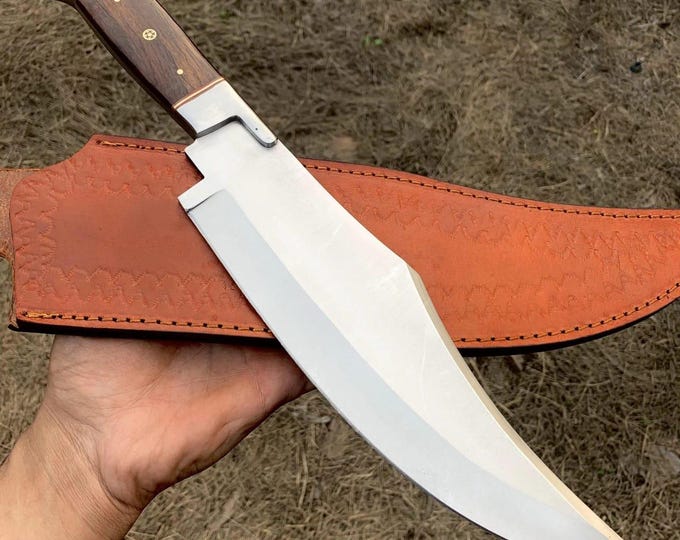 16' Handmade D2 Steel Hunting Camping Sharp EDC Bowie Knife with Leather Sheath